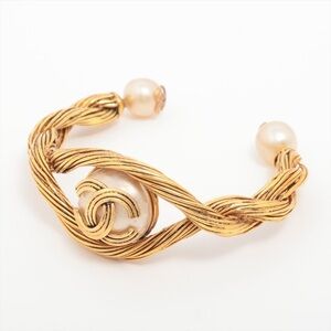 Chanel Faux pearl bangle cuff bracelet vintage 90s